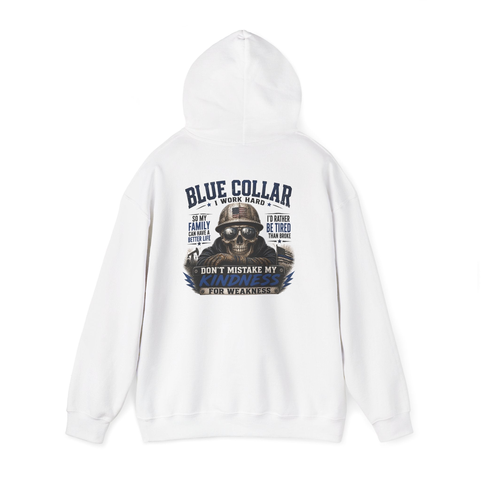 Skull Worker Hoodie – "Don't Mistake My Hard Work for Weakness" Graphic Hooded Sweatshirt