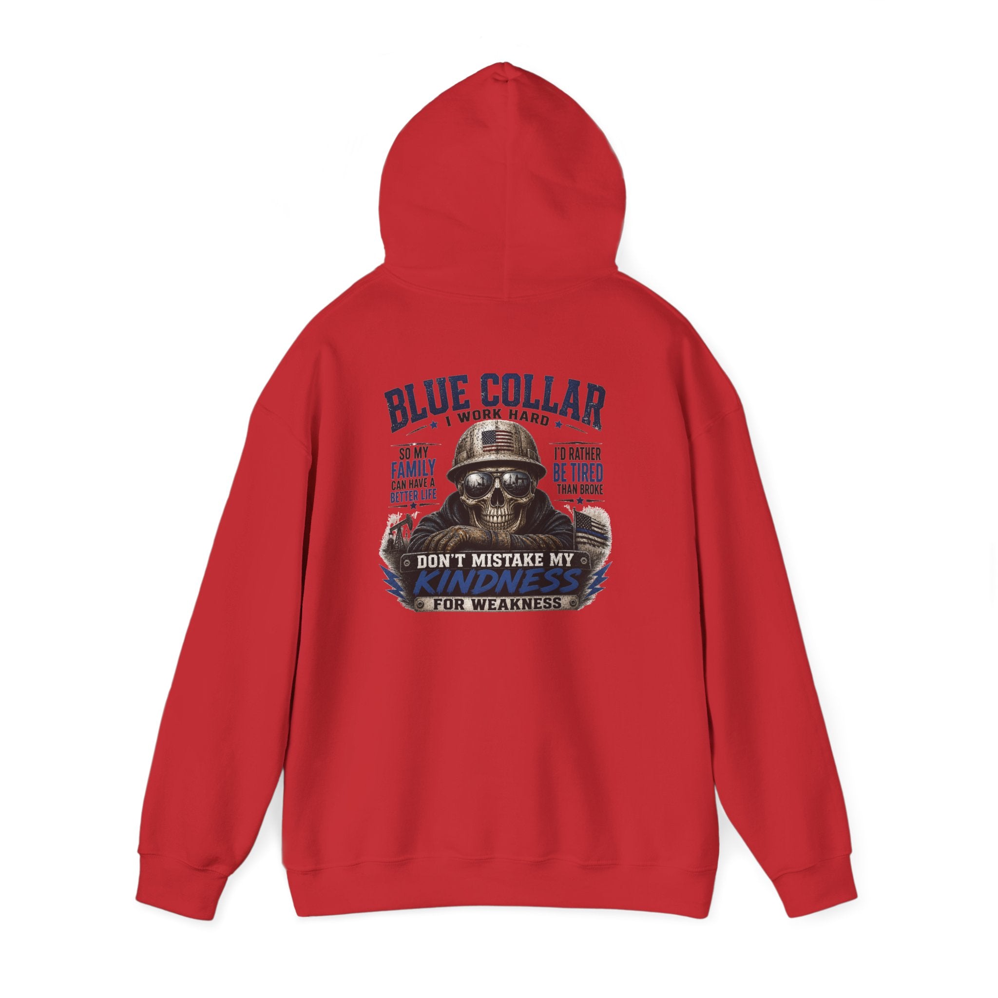 Skull Worker Hoodie – "Don't Mistake My Hard Work for Weakness" Graphic Hooded Sweatshirt