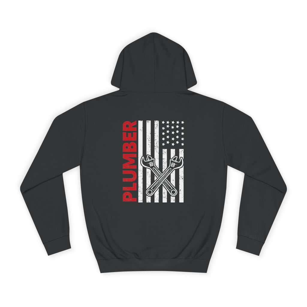 Plumber Flag Hoodie — Tradesman American Flag Plumbing Wrench Hoodie