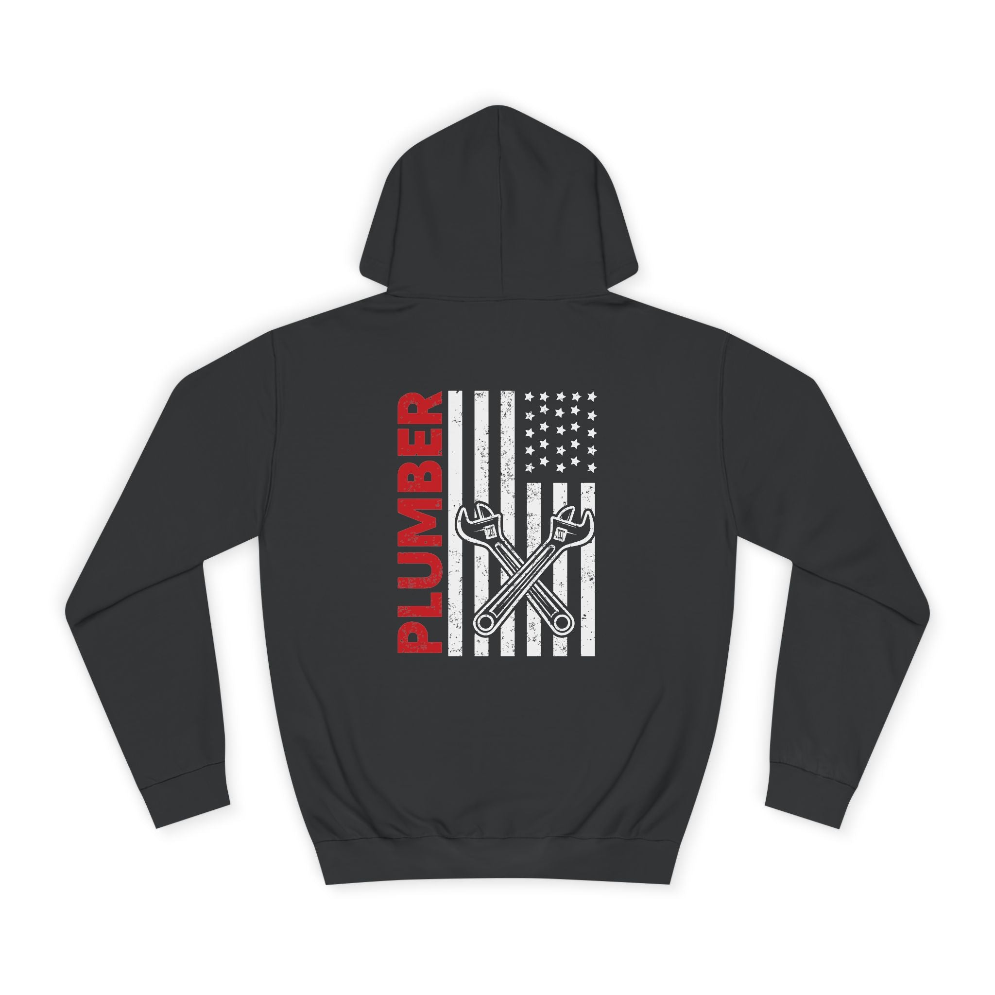 Plumber Flag Hoodie — Tradesman American Flag Plumbing Wrench Hoodie