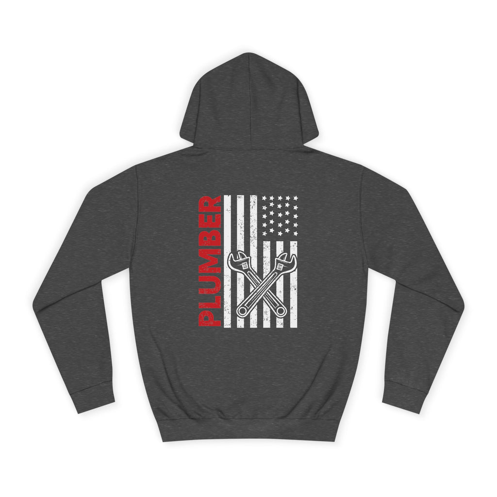 Plumber Flag Hoodie — Tradesman American Flag Plumbing Wrench Hoodie