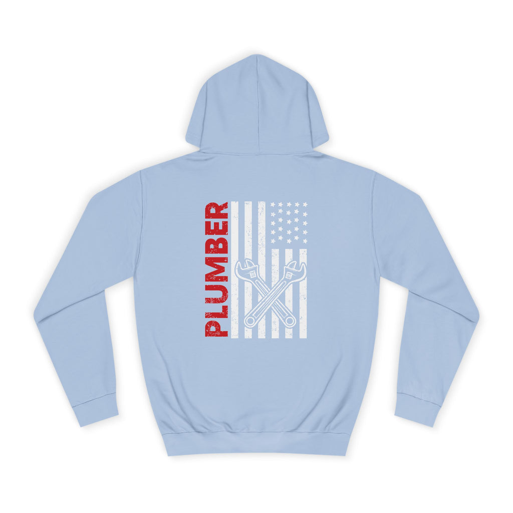 Plumber Flag Hoodie — Tradesman American Flag Plumbing Wrench Hoodie