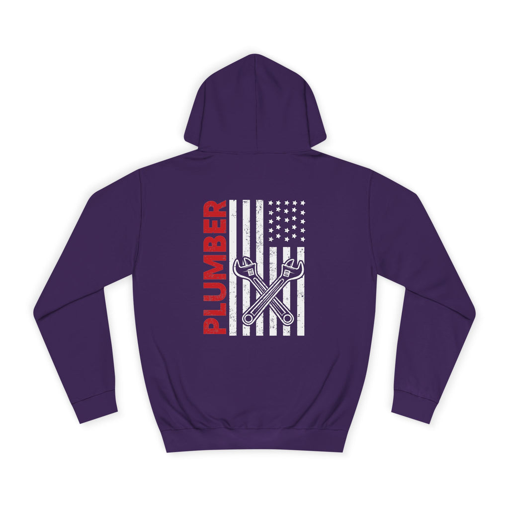 Plumber Flag Hoodie — Tradesman American Flag Plumbing Wrench Hoodie