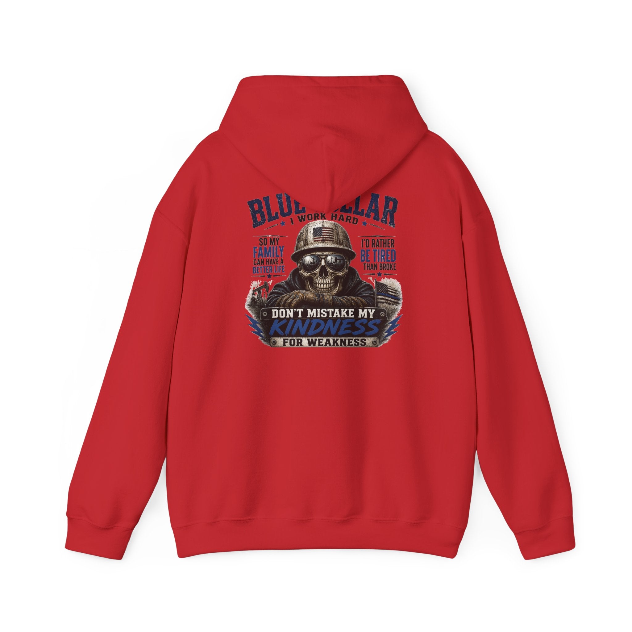 Skull Worker Hoodie – "Don't Mistake My Hard Work for Weakness" Graphic Hooded Sweatshirt
