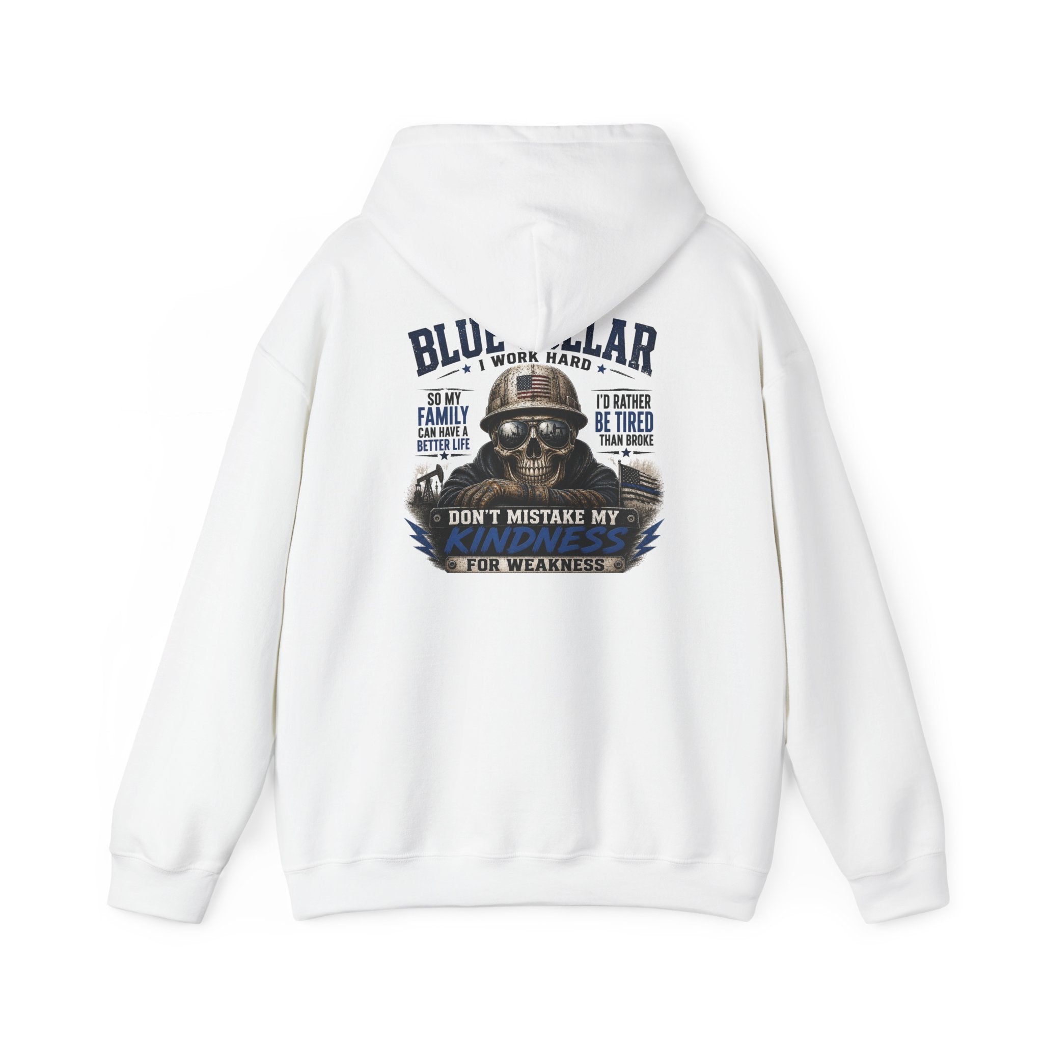 Skull Worker Hoodie – "Don't Mistake My Hard Work for Weakness" Graphic Hooded Sweatshirt