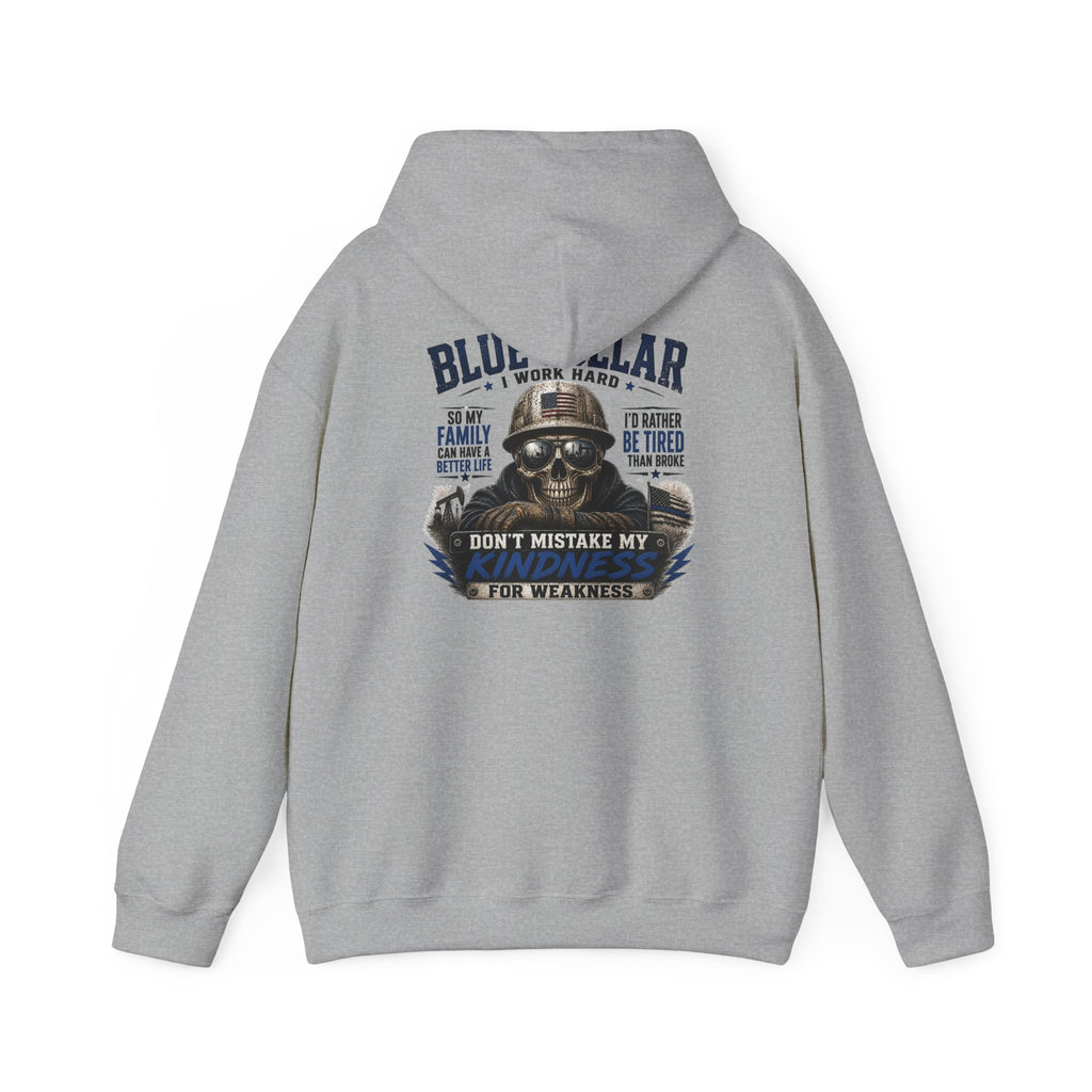 Skull Worker Hoodie – "Don't Mistake My Hard Work for Weakness" Graphic Hooded Sweatshirt