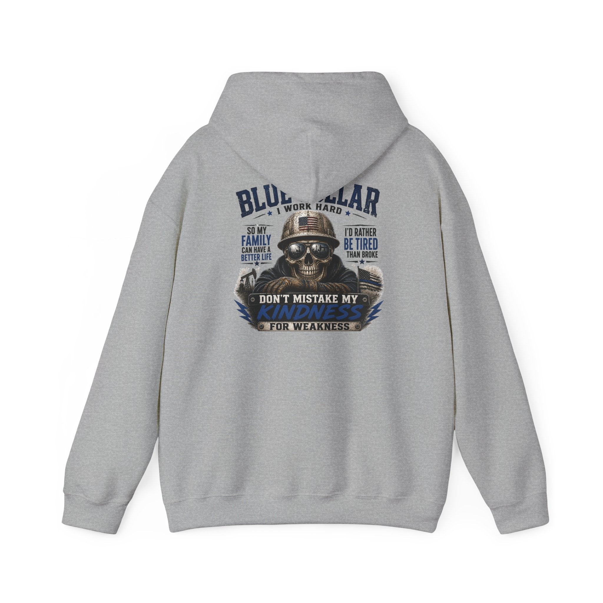 Skull Worker Hoodie – "Don't Mistake My Hard Work for Weakness" Graphic Hooded Sweatshirt