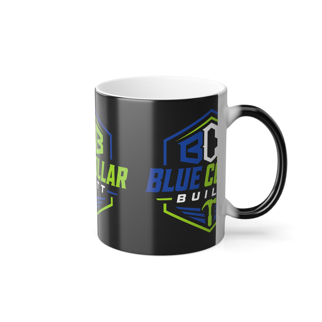 Color-Changing Mug — "Blue Collar Built" 11oz Heat Reveal Coffee Mug