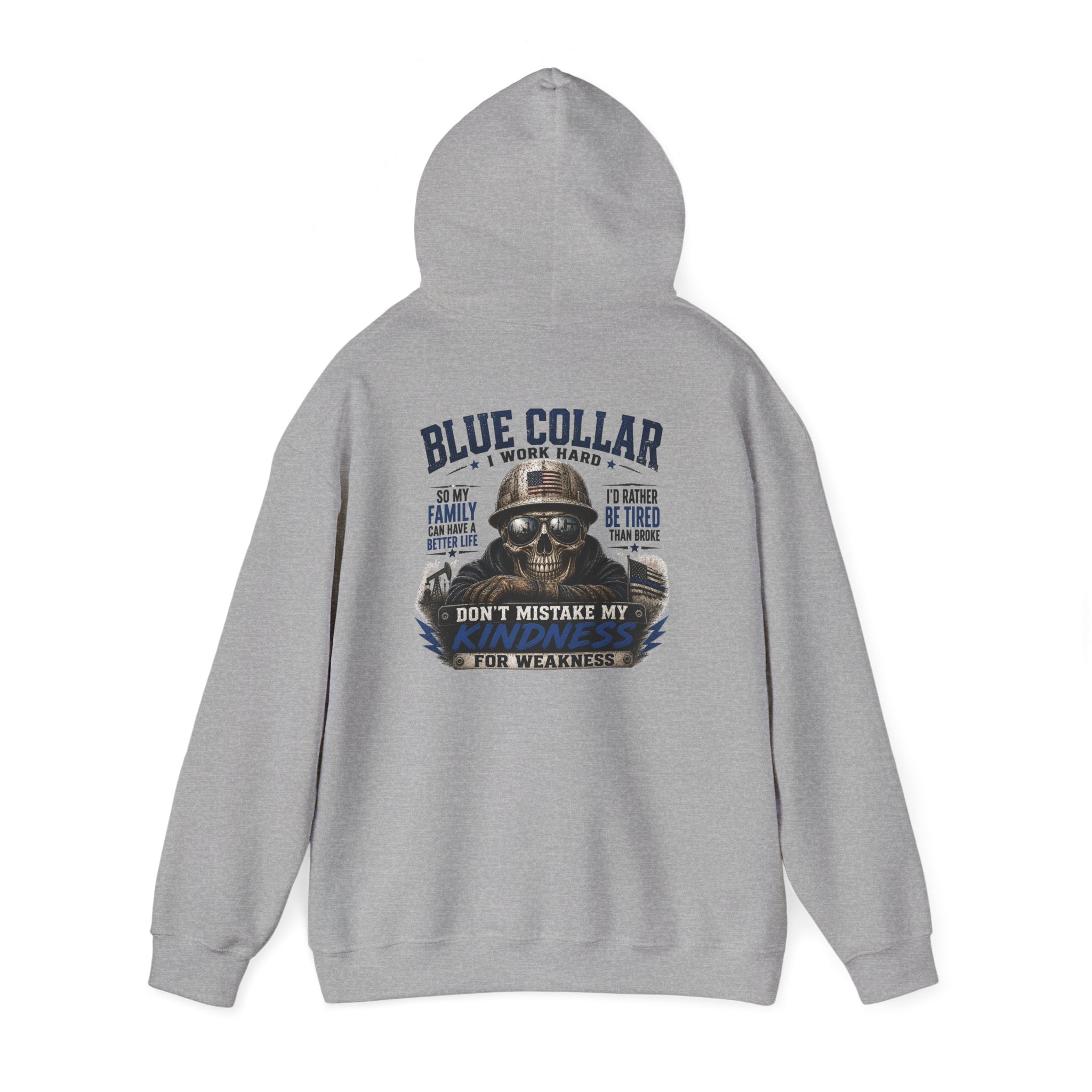 Skull Worker Hoodie – "Don't Mistake My Hard Work for Weakness" Graphic Hooded Sweatshirt