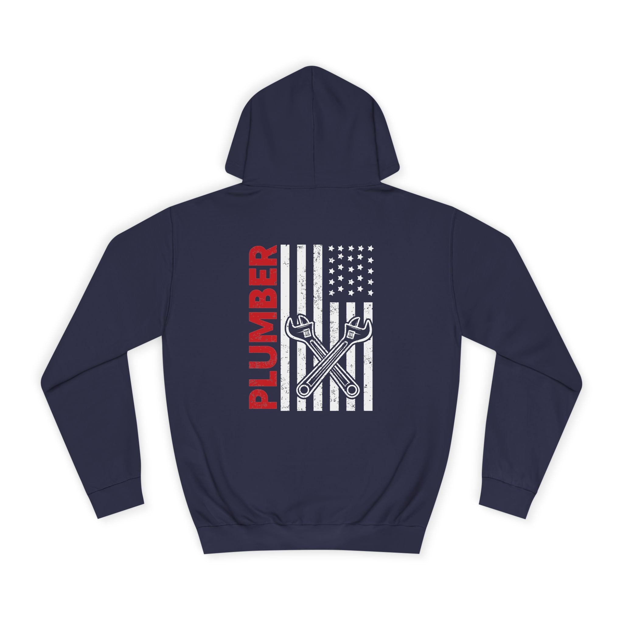 Plumber Flag Hoodie — Tradesman American Flag Plumbing Wrench Hoodie