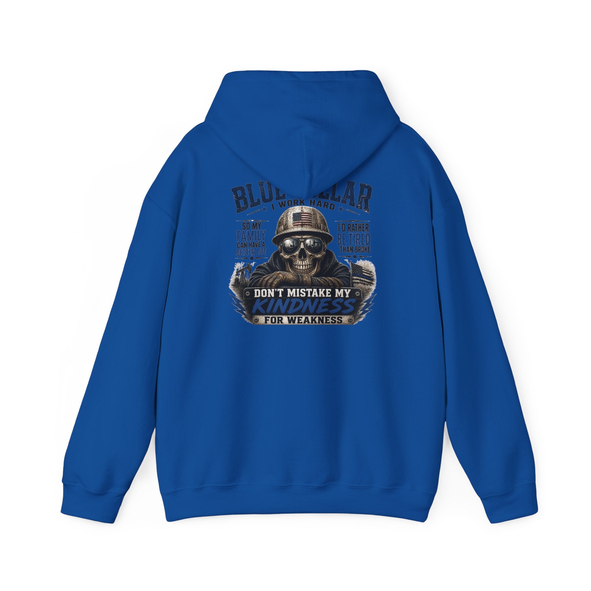 Skull Worker Hoodie – "Don't Mistake My Hard Work for Weakness" Graphic Hooded Sweatshirt