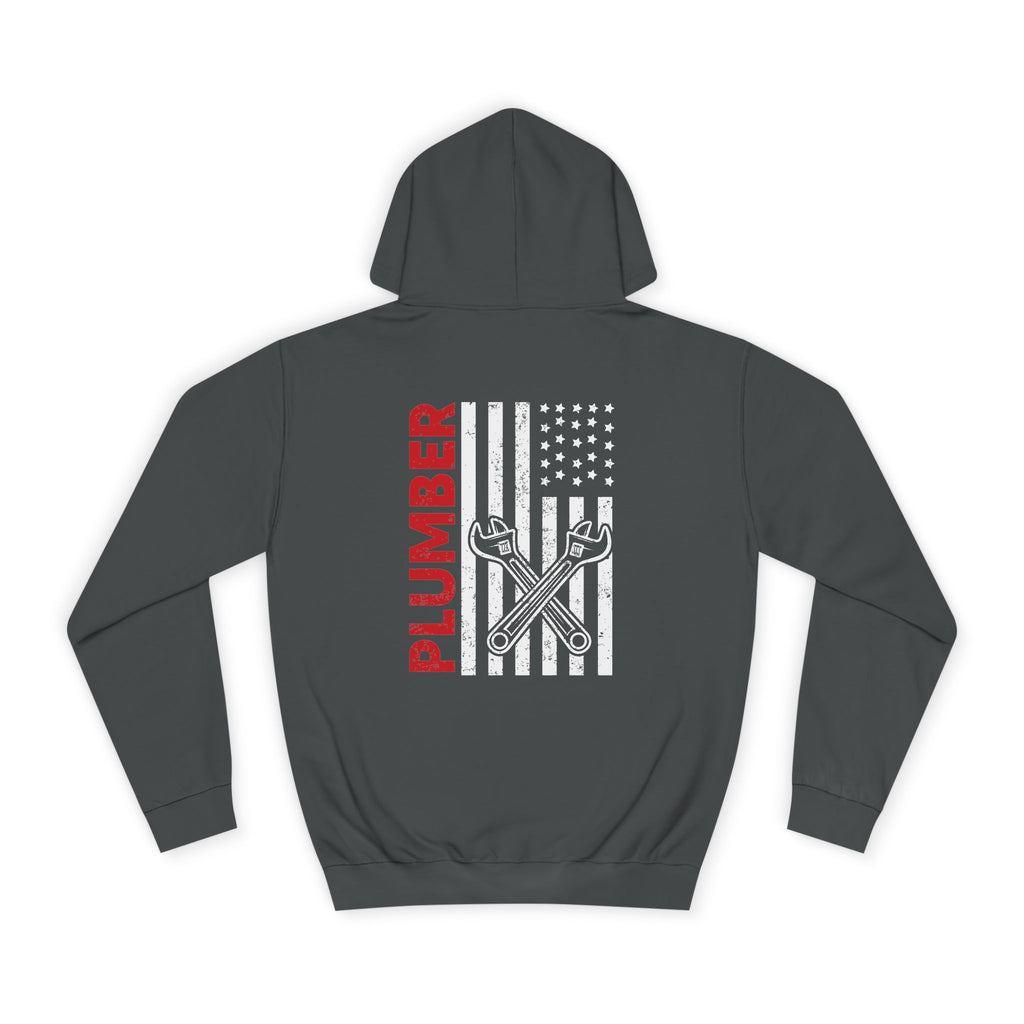 Plumber Flag Hoodie — Tradesman American Flag Plumbing Wrench Hoodie