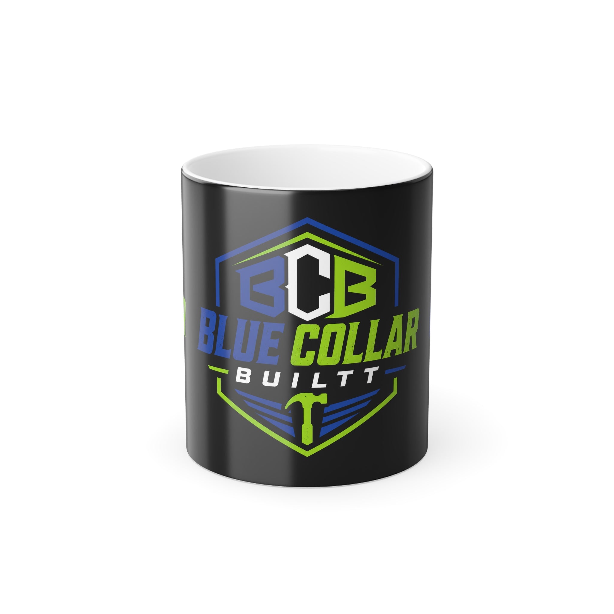 Color-Changing Mug — "Blue Collar Built" 11oz Heat Reveal Coffee Mug