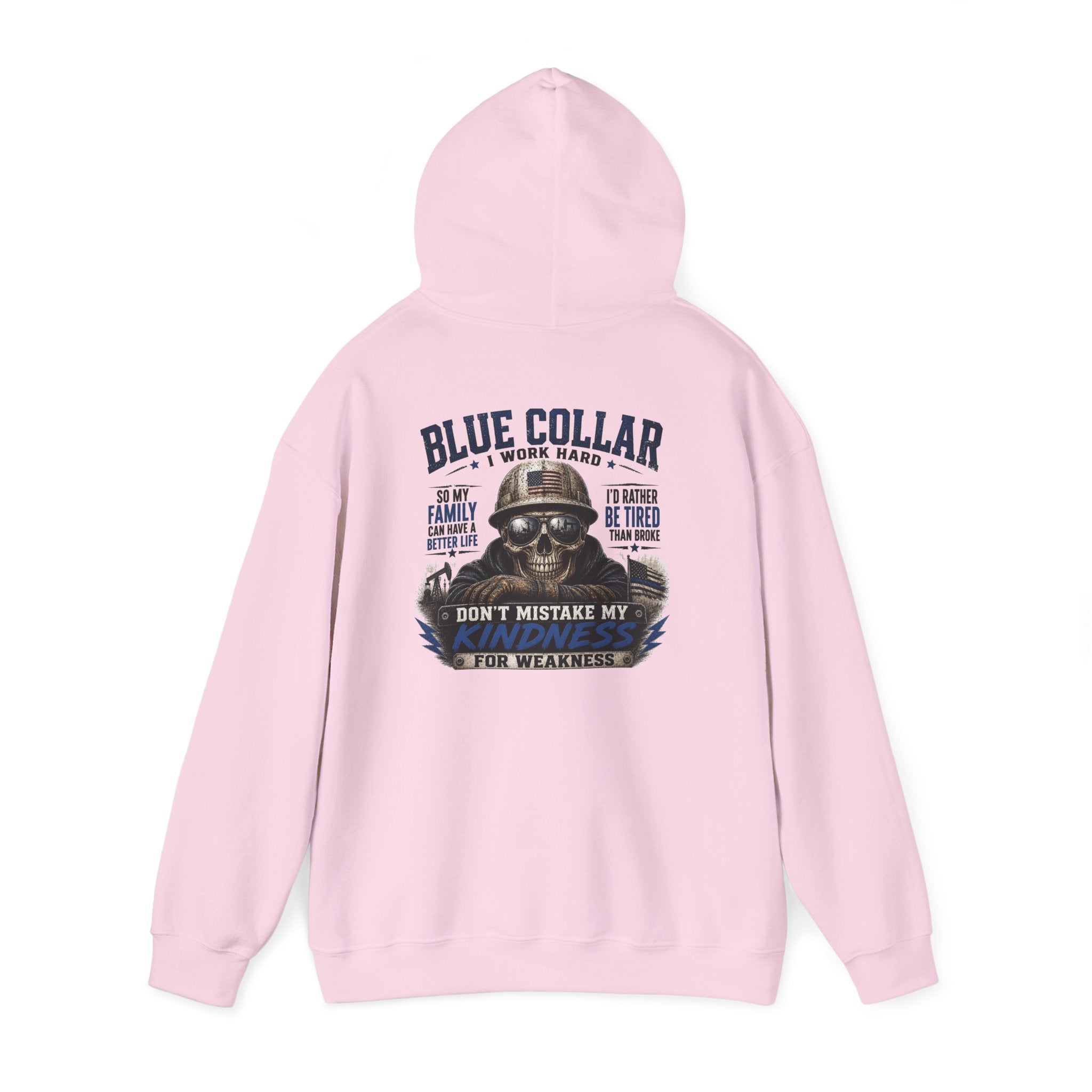 Skull Worker Hoodie – "Don't Mistake My Hard Work for Weakness" Graphic Hooded Sweatshirt