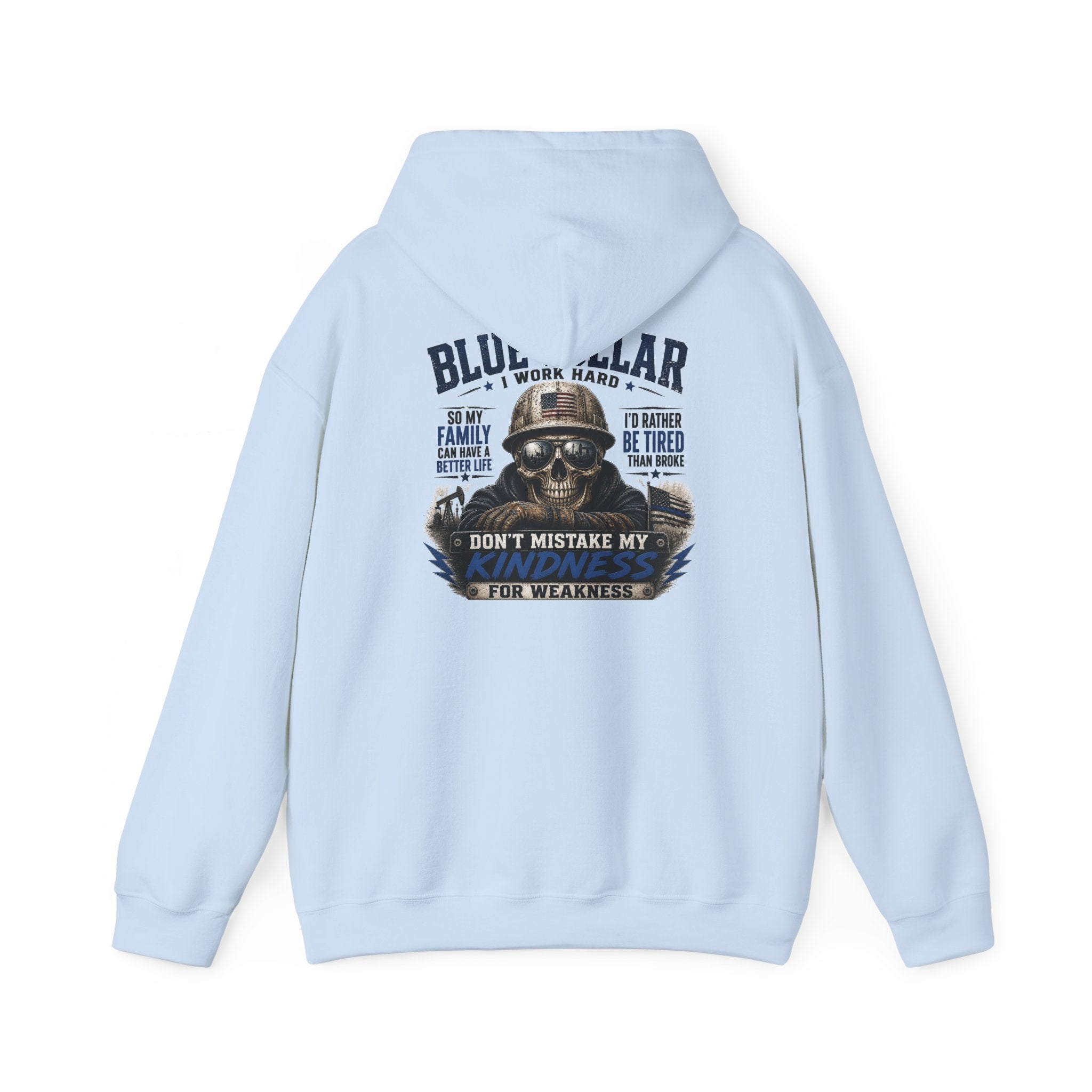 Skull Worker Hoodie – "Don't Mistake My Hard Work for Weakness" Graphic Hooded Sweatshirt