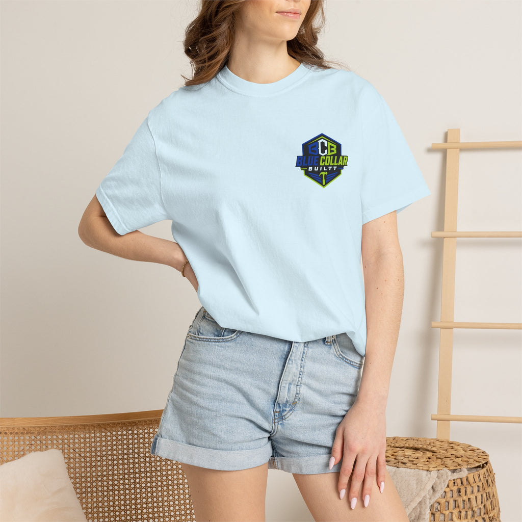 Blue Collar Dollar T-Shirt — "Livin' On That Blue Collar Dollar" Skull & Hard Hat Workwear Tee