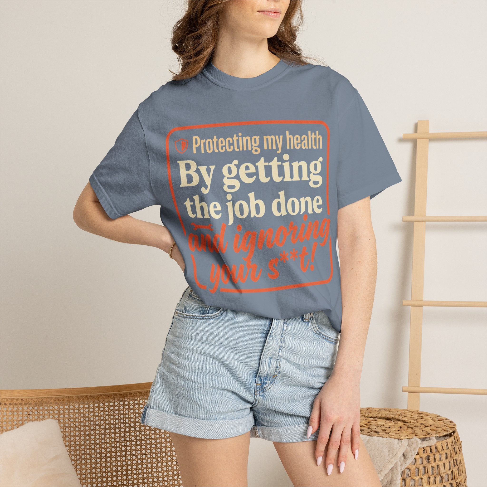 Blue Collar Built T-Shirt — "Protecting My Health By Getting The Job Done" Workwear Tee