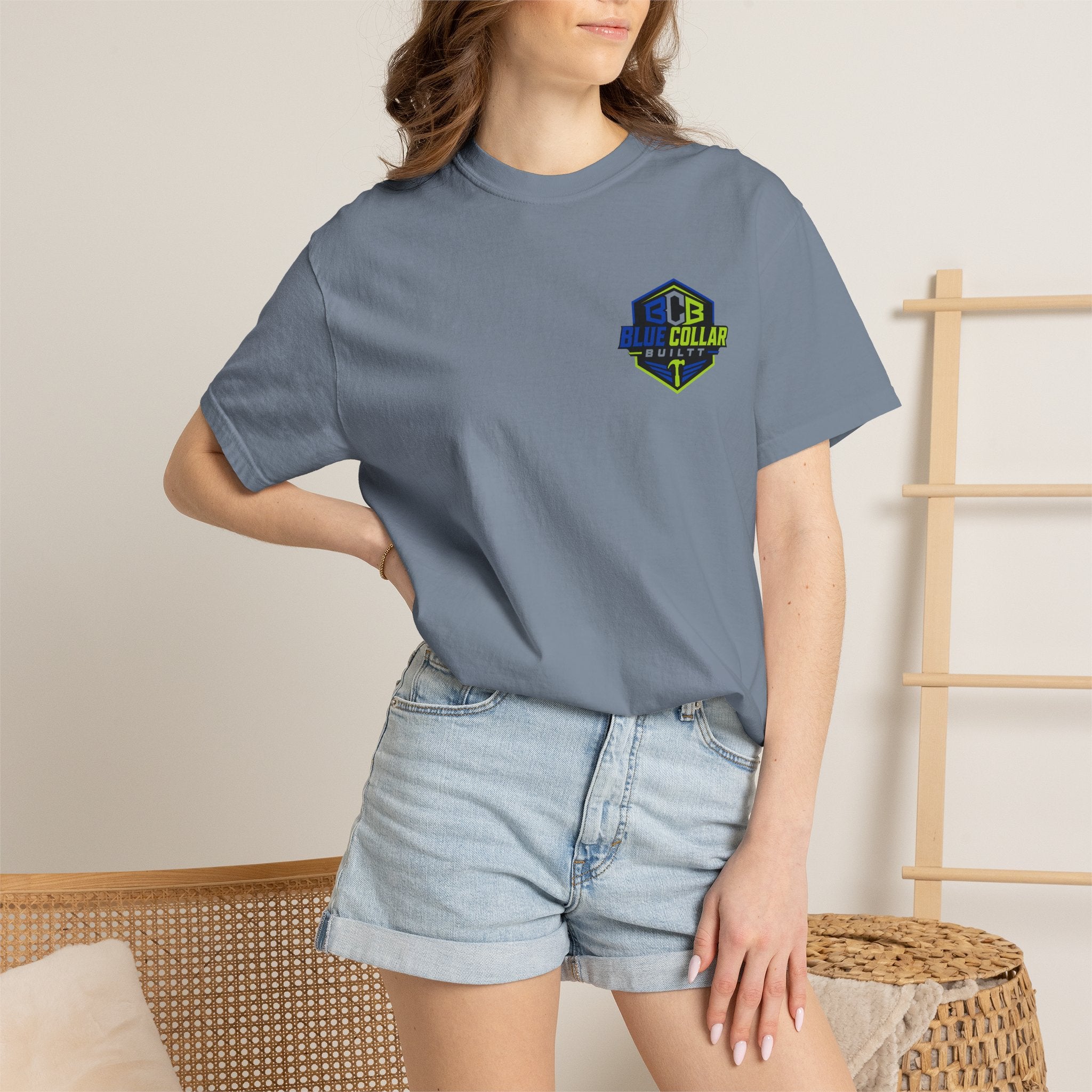 Blue Collar Dollar T-Shirt — "Livin' On That Blue Collar Dollar" Skull & Hard Hat Workwear Tee