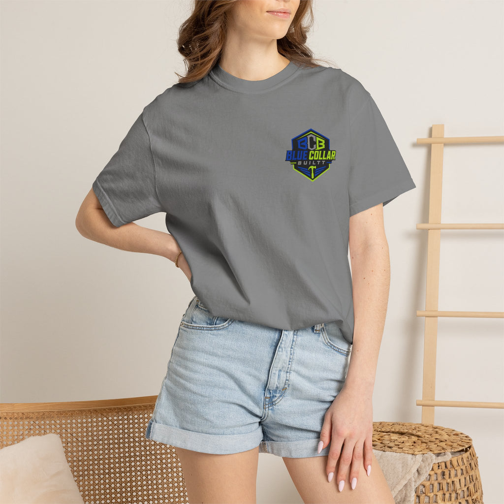 Blue Collar Dollar T-Shirt — "Livin' On That Blue Collar Dollar" Skull & Hard Hat Workwear Tee